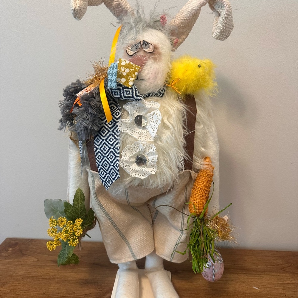 Whimsical Easter Bunny Figurine with Accessories